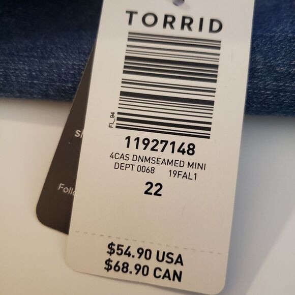 Torrid Seamed Denim Mini Skirt Sz 22 - Picture 5 of 9